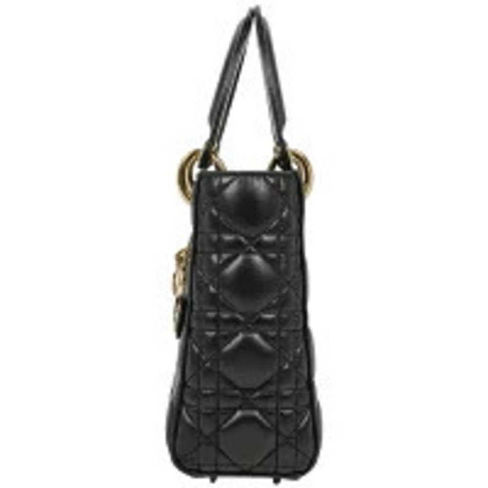 Dior Christian Cannage Lady  Leather Handbag Black